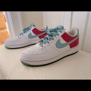 Nike Air Force Ones Aqua pink Hawaiian gold sz13